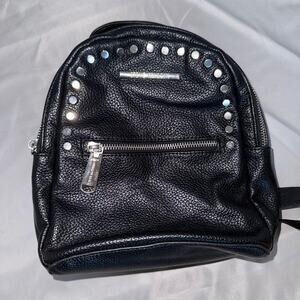 Steve Madden Leather Studded Mini Backpack Black Silver - Travel Y2K Durable